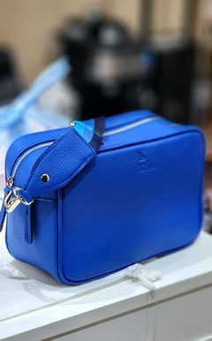 Cartera "Belen" cuero graneado azul francia