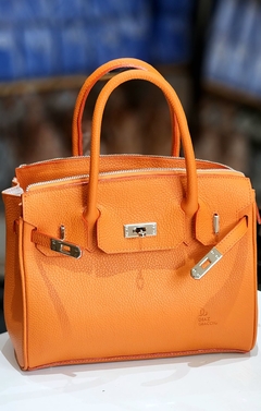 Cartera "Marsella chica" cuero graneado naranja en internet