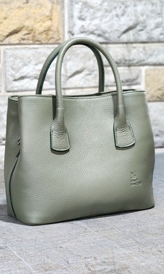 Cartera "Barbie" cuero graneado verde oliva
