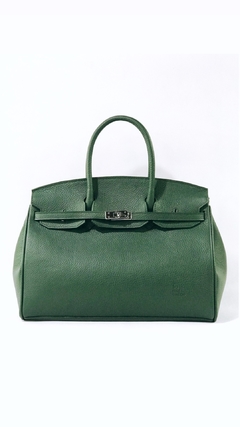 Cartera "Paris Grande" cuero graneado verde