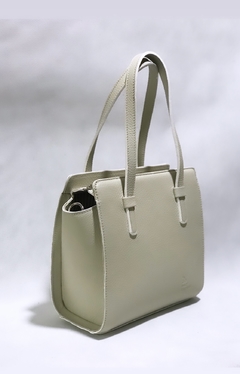 Cartera "KATY" cuero graneado Tiza. - comprar online