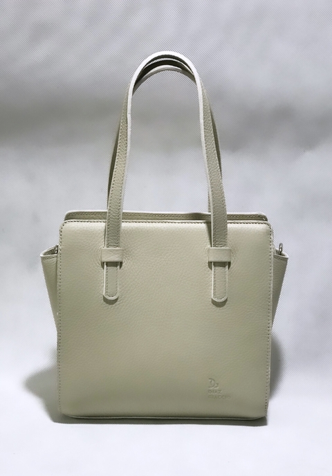 Cartera "KATY" cuero graneado Tiza.