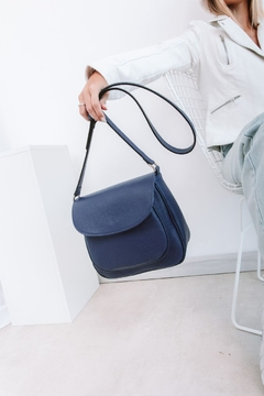 Cartera Bandolera "Grisel" cuero graneado azul