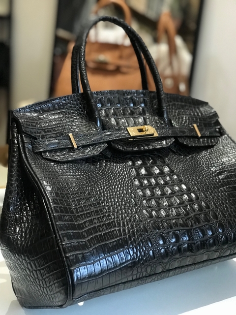 Cartera "Paris Chico" en cuero grabado croco