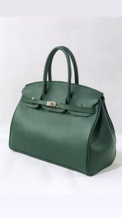 Cartera "Paris Grande" cuero graneado verde en internet