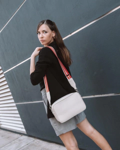 Cartera "Belen" cuero graneado tiza - comprar online