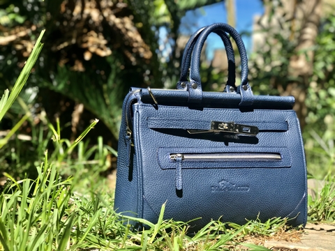 Cartera "Nantes Chica" cuero graneado azul