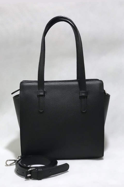 Cartera "KATY" cuero graneado Negro.