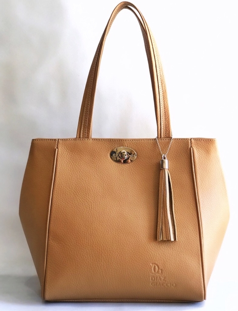 Cartera "Jazmín" cuero graneado Camel