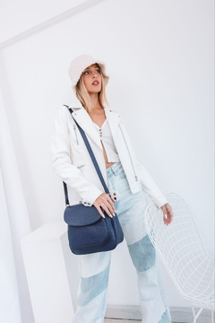Cartera Bandolera "Grisel" cuero graneado azul - comprar online