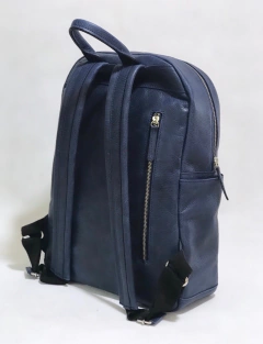 Mochila Unisex "Tony" cuero graneado azul - Diaz & Giaccio