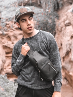 Mochila "Nono" cuero graneado negro