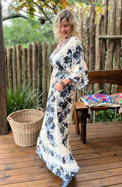 Vestido Bordado Azul - MARIA FLOR 