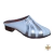 Babuche Masculino em Couro Listrado Branco e Prata REF. 3066