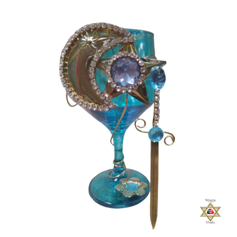 Taça de Vidro - Lua Estrela Dec, Met, Aces, Azul Luxo - comprar online