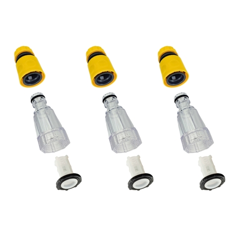 Kit 3un Conector com Filtro e Engate Rápido Amarelo Compatível com Lavadora Karcher K2.195