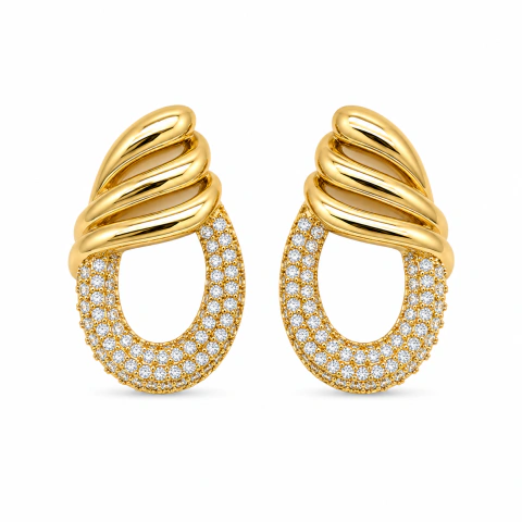 BRINCO FOLHEADO CLASSICO MICROZIRCONIAS BBDA35208-1 (12 PARES)