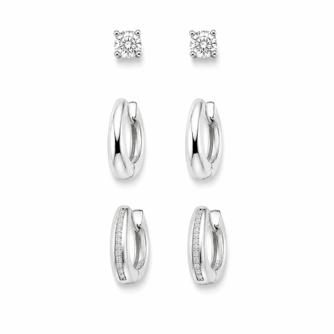 TRIO DE BRINCOS BANHO DE PRATA MICROZIRCONIAS CBDA38650 -3 (12 TRIOS)