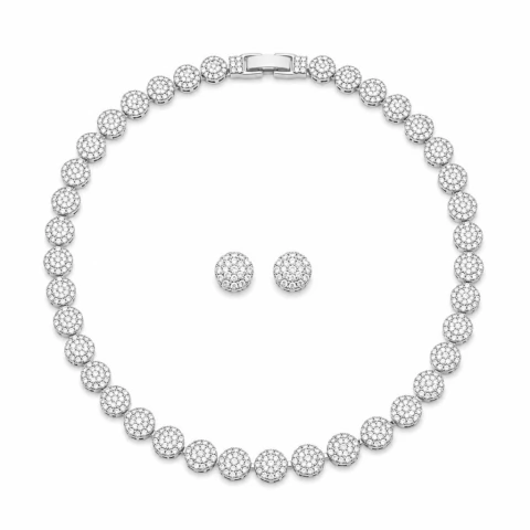 CONJUNTO BANHO DE PRATA INSPIRAÇÃO ANGELICA MICROZIRCONIAS CCVA38001 (12 CONJUNTOS)