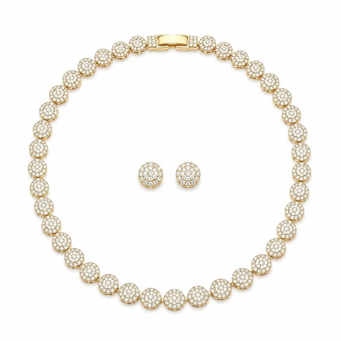 (INSPIRAÇÃO) CONJUNTO RIVIERA FOLHEADO ANGÉLICA ZIRCONIA MCUA01004 -1 (12 PEÇAS)