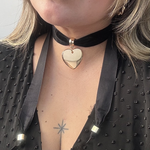 Choker Veludo Coração FCD02637 - 1 (12 peças)