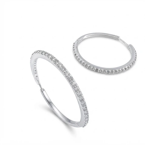 (BANHO DE PRATA 925) Argola Folheado Click Micro zircônias EBDA58288 (12 pares)