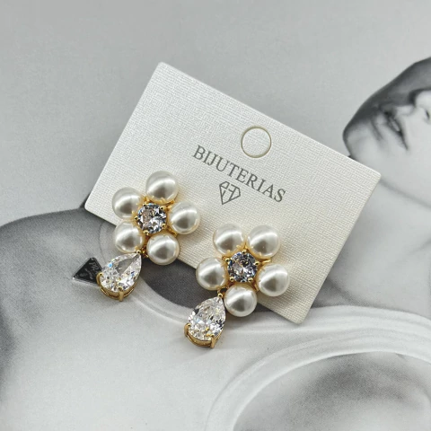 BRINCO PEROLA FLOR HBDA22011 (12 PARES) - comprar online