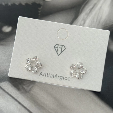 (BANHO DE PRATA) BRINCO FLOR ZIRCONIAS KBAA38518 -1 (12 PARES) - (cópia) - buy online