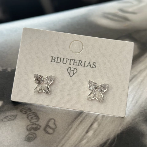 (BANHO DE PRATA) BRINCO BORBOLETA ZIRCONIAS KBBA21848 (12 PARES) - buy online