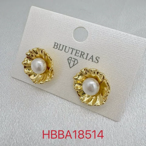 BRINCO PEROLA FLOR ORGANICO HBBA18514 (12 PARES) - comprar online