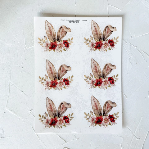 Calco Color Bunny Ears with Flowers 01