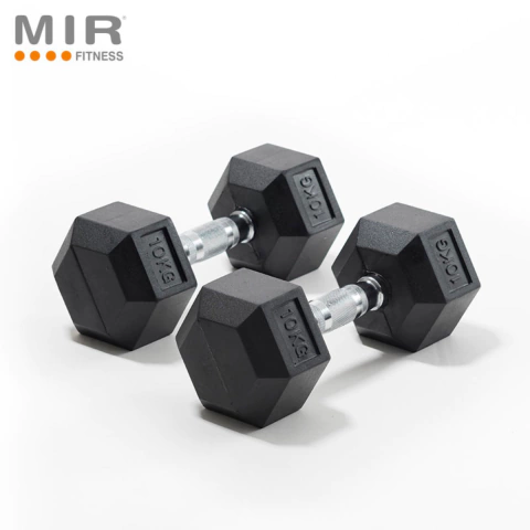 Mancuernas Hexagonales de Caucho MIR 10 kg EL PAR