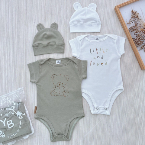 Pack x 2 bodys + gorrito Oso - comprar online