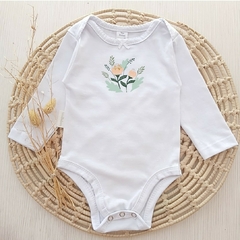 Body Flor y Hojitas Blanco con Moño Manga Larga - comprar online