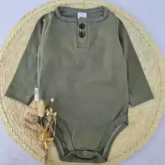 Body Botón Verde Oliva Manga Larga