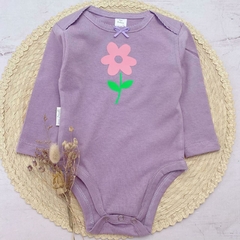 Body Flor Lila con Moño Manga Larga
