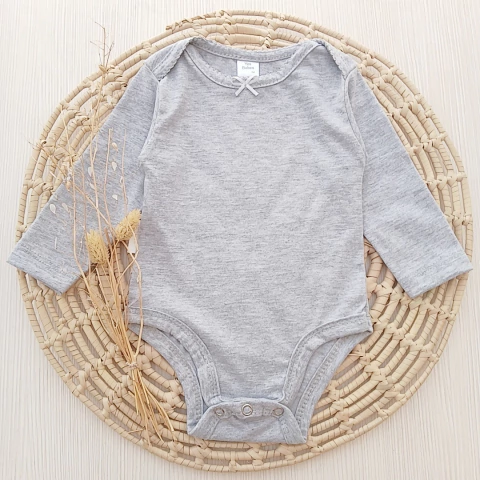 Body Gris con Moño Manga Larga - comprar online