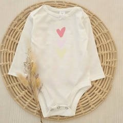 Body Corazones Off White con Moño Manga Larga - comprar online