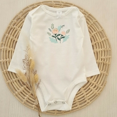 Body Flor y Hojitas Off White con Moño Manga Larga - comprar online