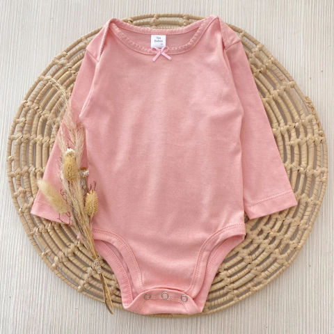 Body Rosa con Moño Manga Larga - comprar online