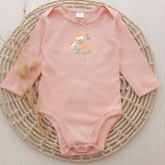 Body Flores Salmón / Salmón con Moño Manga Larga - comprar online