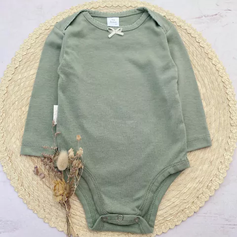 Body Verde Seco con Moño Manga Larga