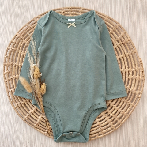 Body Verde Eucalipto con Moño Manga Larga - comprar online