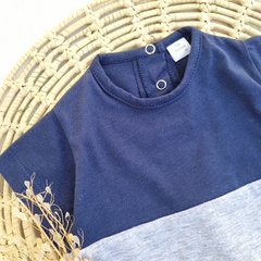 Remera Combinada Azul Marino Manga Corta - comprar online