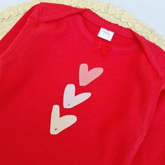 Body Corazones Rojo con Moño Manga Larga - comprar online