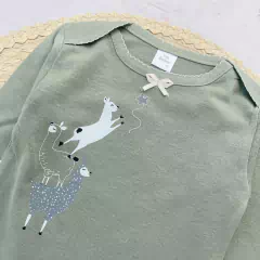 Body Llamitas Verde Seco con Moño Manga Larga - comprar online