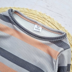 Body Rayado Gris Manga Larga - comprar online