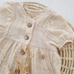 Vestido de Gasa Crudo Manga Corta - comprar online