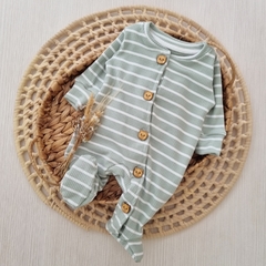 Enterito Osito Rayado Malva Gamuzado - comprar online