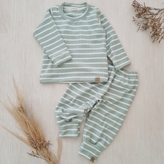 Pijama 2 Piezas Rayado Malva Gamuzado - comprar online
